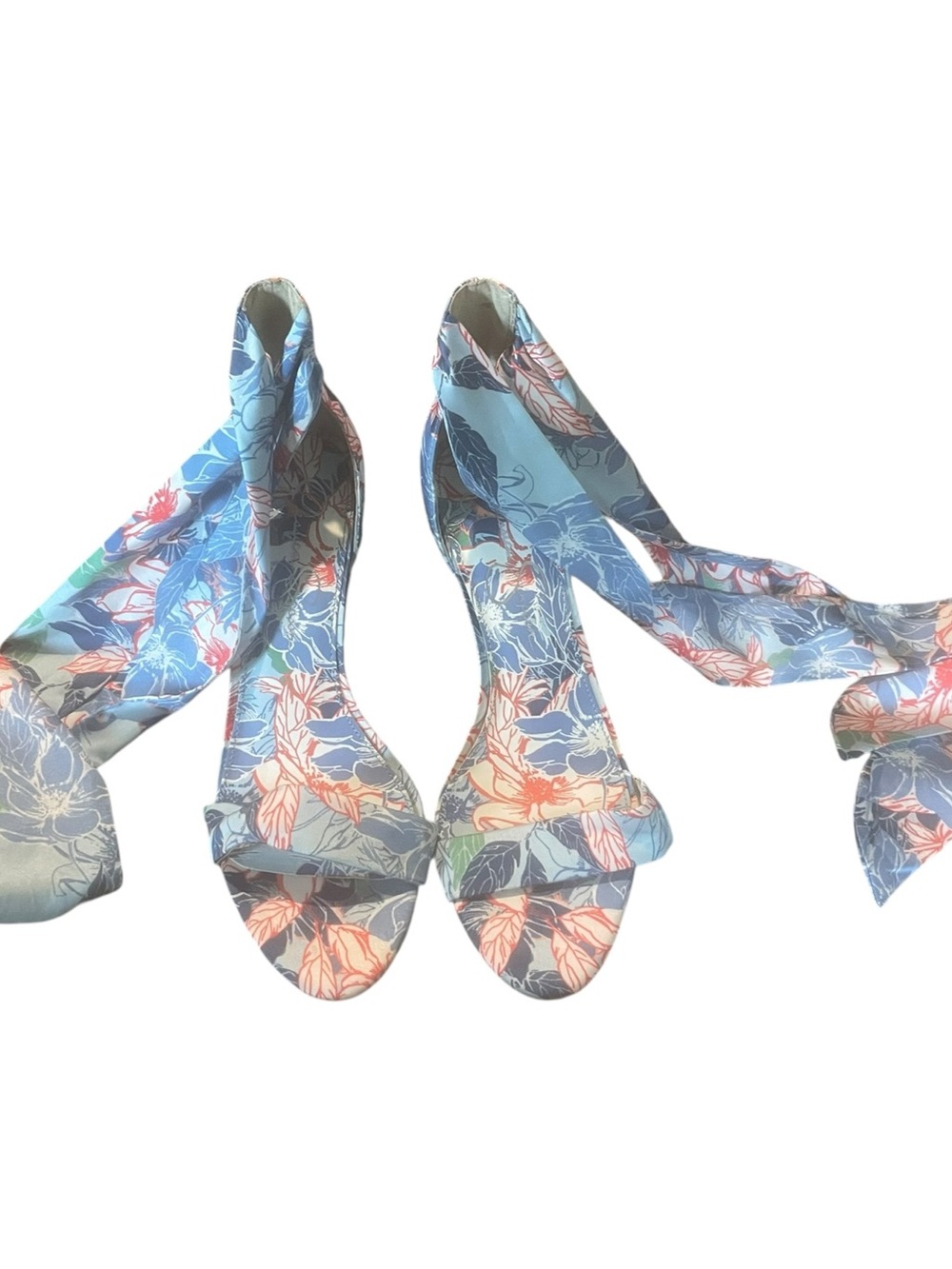 Jessica Simpson Floral Tie-Ankle Sandals - Blue Floral sz 8 new never worn